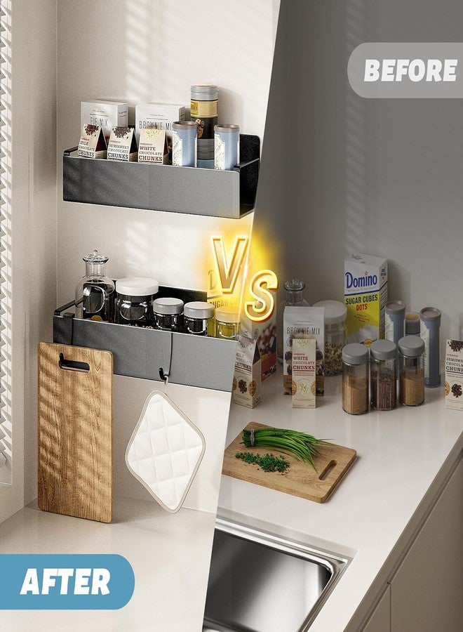 Rellon Spice Rack Organizer for Fridge Seasoning Organizer for Kitchen storage Metal Spice Organiser with Screw or Adhesive Hanging For Kitchen Bathroom,Cosmetic Organizer Masala Stand (PACK OF 4) - Image 3